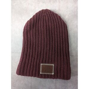 Love Your Melon Unisex Beanie Cozy Knit Cotton Burgundy OS Brown Leather